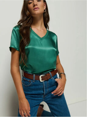 Women's Nation LTD June v-neck tee NWT Teal Green Short Sleeve V-Neck Tee S